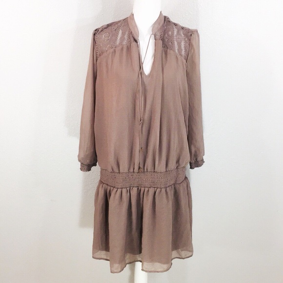 Mossimo Supply Co. Dresses & Skirts - Taupe lace inset cinch waist dress tunic